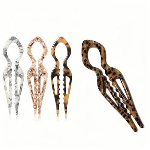 4PCS French Hair Pin U-Shape Prestige Hair Pins for Women 4 Color Acetate Twist Hairpin For Womens Buns Thick Hair Styling Accessories Comfortable Fit | Ideal Gifts