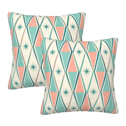 aipoase Mid Century Throw Pillow Covers 18 X 18 Inch Set of 2 Pillow Cases Decoration Cushion Cover for Sofa Bedroom Living Room Outdoor