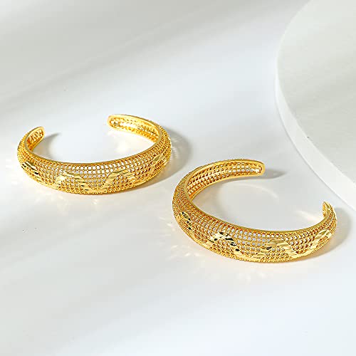 Ethlyn 2pcs/lot 18K Gold Plated Girls Cuff Bracelets Birthday Gift for children3