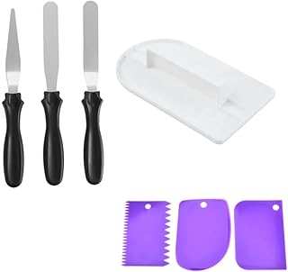 Combo of Cake Icing Pallet Knife Set with 3 Scraper and Cake Smoother Baking Tools Accessories Combo Set (Pack of 7)