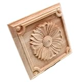 Molduras De Madera Parche De Patrón Floral Sólido Tallado En Madera, Adornos Decorativos(15cm)