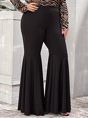Floerns Women's Plus Size Flare Leg Palazzo Party Club Bell Bottom Pants4