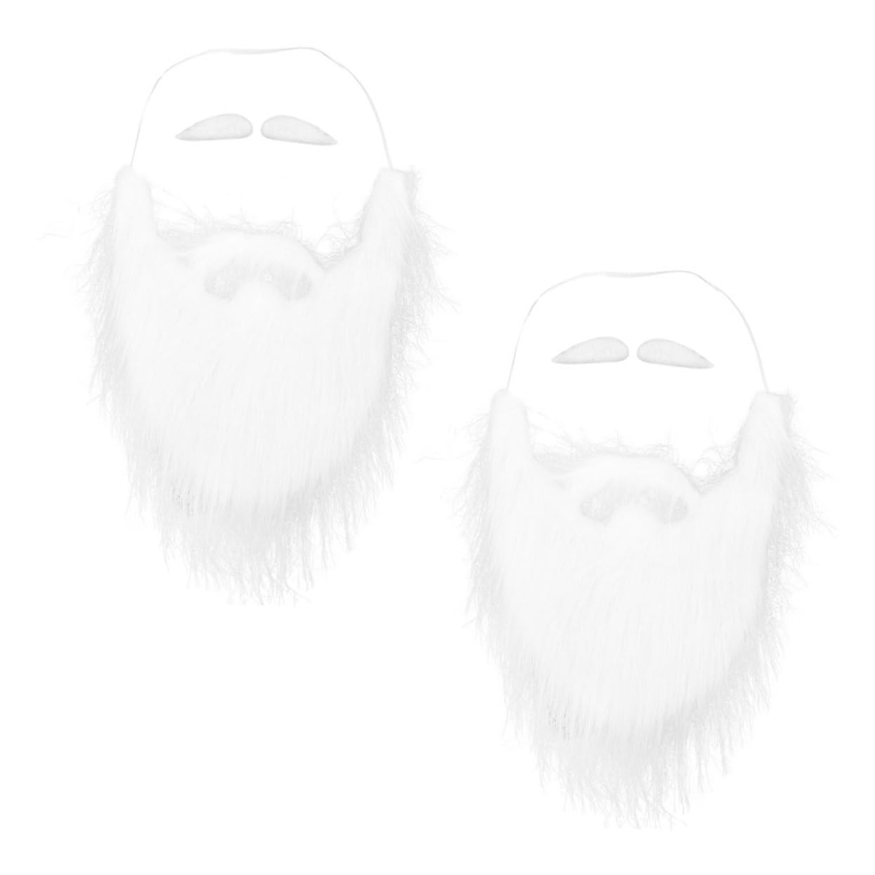 Holibanna 6pc Santa Beards and Eyebrows Set Men's Christmas Props Facial Hair for Cosplay Party Celebration White
