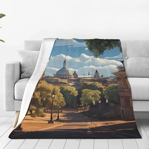 Couverture en micro polaire ultra douce Park, plaid de lit haute densité