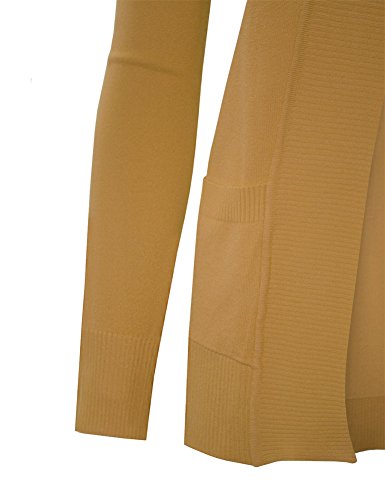 Cielo Women's Solid Basic Open Front Pockets Knit Sweater Cardigan Mustard S #TOP4