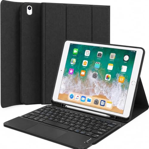QYiiD Keyboard Case for iPad Pro 12.9 2015 & 2017 (2nd & 1st Generation) Slim Lightweight [Cloth Texture] Case with Detachable Wireless Keyboard for iPad Pro 12.9 Inch Black