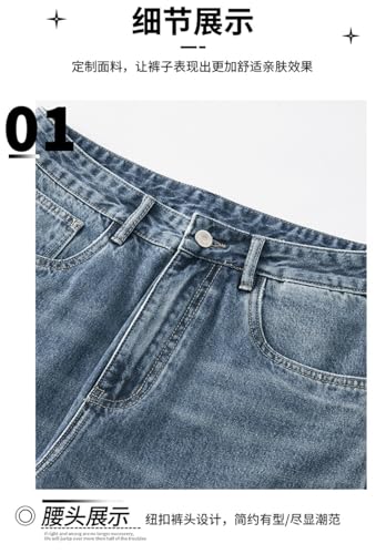 Jeans Pants Trousers Denim Rear Pocket Camouflage for Men's Niche Design Sense Washed Loose Straight Down Commuter Wear4