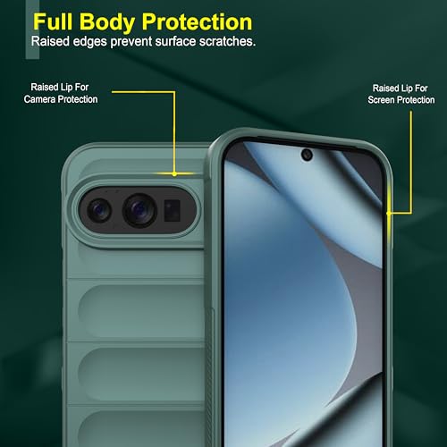 Image of amazon basics Back Case Cover for Google Pixel 10 | Compatible for Google Pixel 10 Back Cover | Liquid Silicon Magic Case with Camera Protection | Dark Green