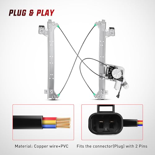 Image of Nilight Rear Passenger Side Power Window Regulator /Motor Compatible with 2001 2002 2003 2004 2005 2006 Chevrolet Avalanche Silverado Suburban GMC Sierra Yukon XL 1500 2500 3500 741-645
