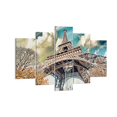 Lienzos decorativos 150x100cm Cuadro Sobre Lienzo Moderno Eiffel ingeniería europa francia Grande Dormitorio Cuadros Pared Tríptico 5 Piezas Cuadros Decoracion Salon Wall Art Prints EA150x100-2489