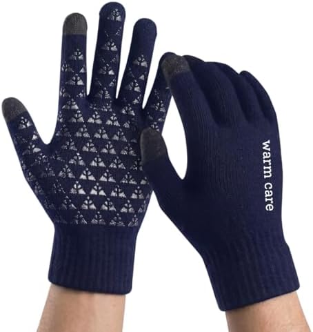 Touchscreen Thermal Winter Gloves for Men & Women | Warm Wool Knit Full Finger Gloves with Anti-Slip Silicone Grip for Driving, Cycling, Running & Outdoor Wear