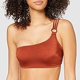 Mit Riemchendetails designt Amazon-Marke: Iris & Lilly Damen One Shoulder Bikini-Oberteil, Rot (Sumatra), XS