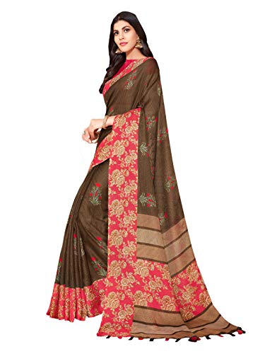 Elina fashion Women's Ready to Wear Grey Linen One Minute Pre Pleated Indian Saree With Unstiched Blouse