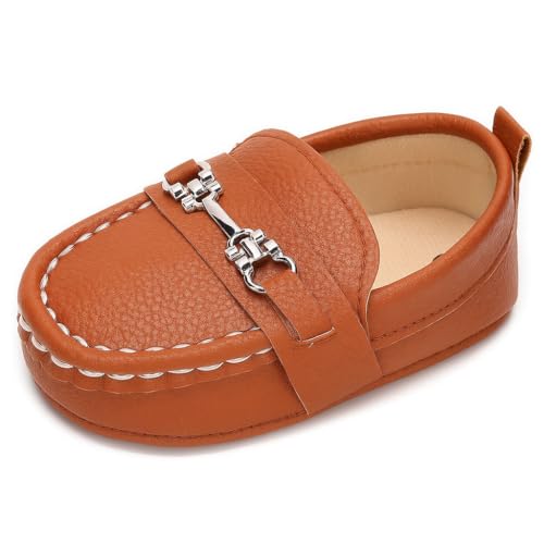 Image of LONSOEN Baby Girls Boys Loafers Prewalker Dress Crib Shoes