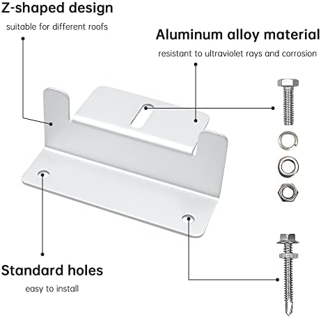 4PCS Solar Panel Bracket, 100mm Aluminum Solar Panel Module Mounting Z Bracket, Solar Panel Mounting Holder Kits with Nuts and Screws for Motorhome Boat Roof Wall Off-Gird Roof