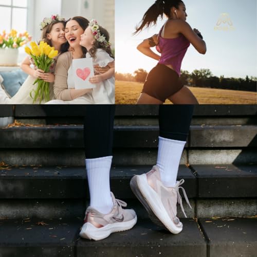 Crew Compression Socks - Pack of 5 with Bag | Cushioned Arch Support, Breathable & Sweat-Absorbent | Athletic Running & Hiking Socks, Gym,Gifts3