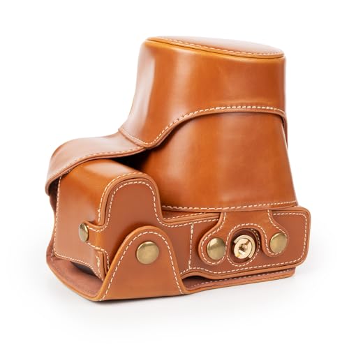 Funda para cámara Rieibi EOS R8 de cuero PU vintage marrón miniatura 2