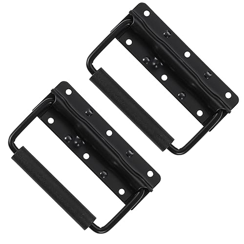 2 Pièces Poignées De Caisse Pliantes,Poignées en métal,Poignées pliantes de 100 mm,Poignée de Boîte,Poignées Pliantes à RessortPoignée Pliante Métal pour Boîte à Outils ou Boîte(Noire)