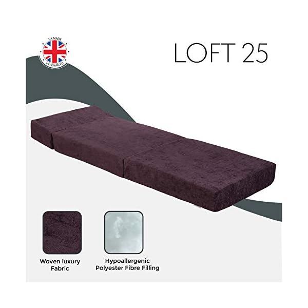 Loft 25 Single Fold Out Chair Chenille Z Bed | Guest Foldable Sofa Futon Mattress | Living Room Furniture | Ergonomically Designed | Soft and Comfy - Image 4