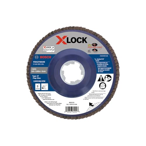 BOSCH FDX2750040 X-LOCK Fächerscheibe, Körnung 40, kompatibel mit 2,2 cm, Dorn Typ 27 für Anwendungen beim Mischen und Schleifen von Metall, 12,7 cm
