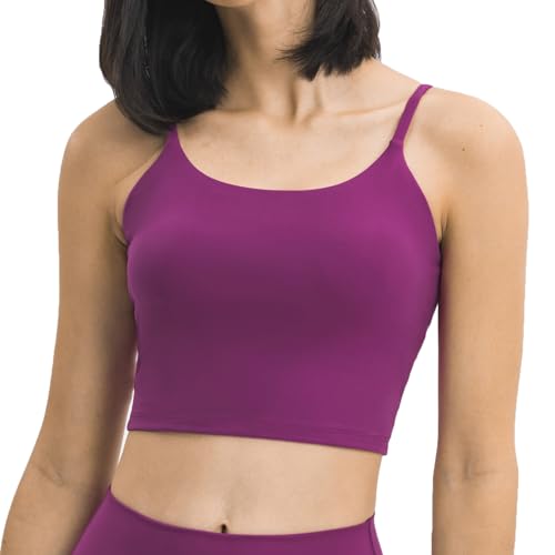 Image of Women's Strappy Stretch Sports Bra Longline Yoga Tank Top Fitness Bra Workout Camisole Crop Tops for Teen Girl