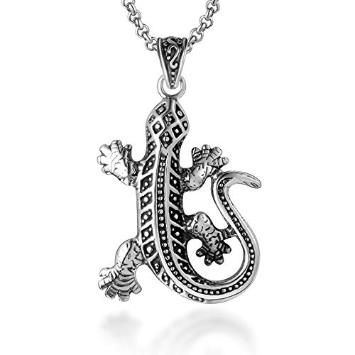 Collier pendentif gecko en acier cadeau idéal pour homme et femme passionnés de nature