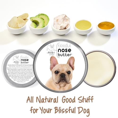 Image of The Blissful Dog French Bulldog Fawn Nose Butter for Dry, Cracked Skin, Lick-Safe Dog Nose Balm with Moisturizing Shea Butter, Almond, Olive, and Essential Oils, Pet Supplies, Uncented, 8 oz.