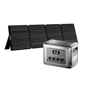 ALLPOWERS R1500 LITE Powerstation mit Solarpanel 200W, 1056Wh LiFePO4 Akku, Vollständige Aufladung in 1 Std, 1600W (3200W Spitze) Solargenerator, 15ms USV für Notstromversorgung Stromausfälle Camping