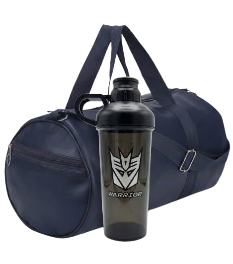 Warrior Fitness Combo: Premium Blue Leather Duffle Gym Bag for Men & Women with 700ml Leak-Proof Protein Shaker Bottle | Stylish, Durable & Water-Resistant-image-46