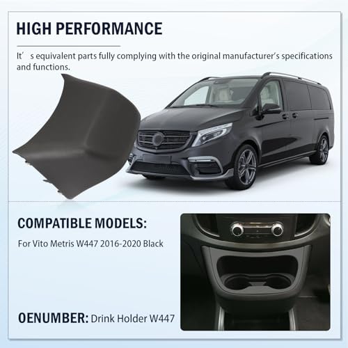 Fraylis Schwarz Getränkehalter kompatibel mit Me-rce-s-B Vito W447 2016-2020 Getränkehalter für das Auto zentrale Steuerwerkzeug
