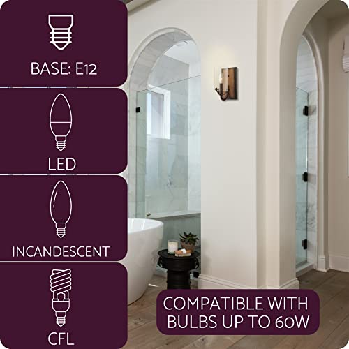 Kira Home Aspen 9" Rustic Farmhouse Wall Sconce + Cylinder Glass Shade, Walnut + Oil Rubbed Bronze Finish by Kira Home - Used condition - Image 6