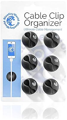 Cable Clips - Cable Organizer - Cord Management - Wire Management System - 6 Pack - Self Adhesive - Durable - Model CC908 From Blue Key World