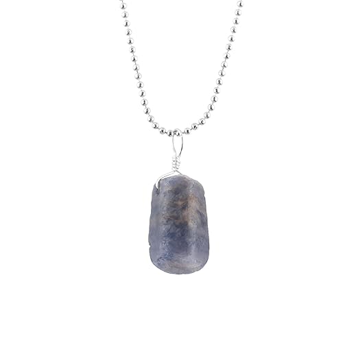 Natural Raw Blue Sapphire Stone Pendant Necklace, Rough Gemstones, Energy Healing Crystals, Silver Plated Chain, Gift for Women, September