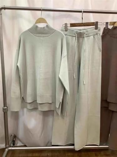 Ensemble col roulé chaud 45% cachemire et pantalon large thermorégulateur