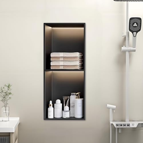 LED Illuminated Shower Niche, Stainless Steel Wall Insert for Enhanced Bathroom Storage and Organization