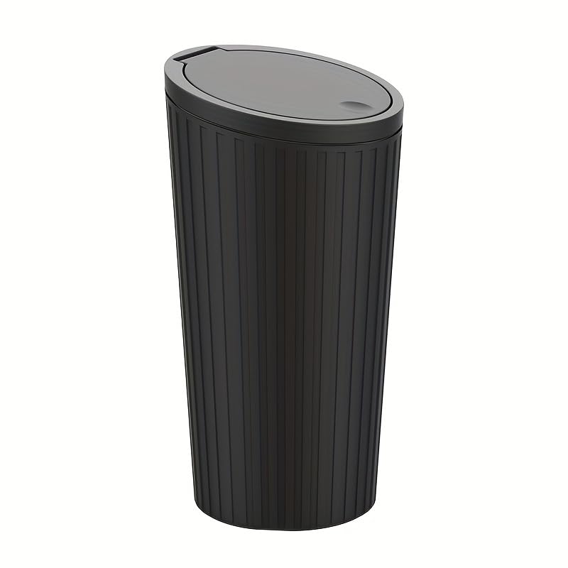 Image of Soko Plastic Carbin Mini Car Trash Can With Lid, Small Portable Garbage Bin, Car Accessories, Leakproof Vehicle Cup Holder Waste Storage For Car, Home, Kitchen, Office - Black, Press-Top
