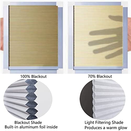 Skylight Blackout Cellular Shades Blinds Cordless Room Darkening Honeycomb Shade Blind for Roof Inclined Plane Rooms Window, Custom Size, Filtering-Beige