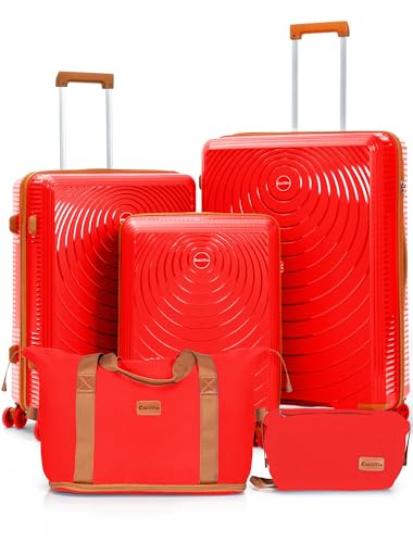 CONCEPTEN Luggage Sets 5 Piece,Lightweight,Impact-Resistant,Wear-Resistant Suitcases with Wheels, Hardshell Suitcase Set with Spinner Wheels, PP Carry on Luggage Set with TSA Lock, Travel Luggage