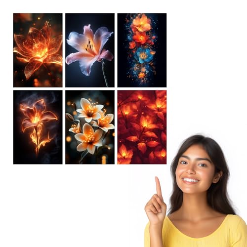 Image of SiddArtify Floral Wall Art Poster Print Set - Modern Flower Prints for Living Room Bedroom Office Decor - 8x12 Sticker Pack of 6
