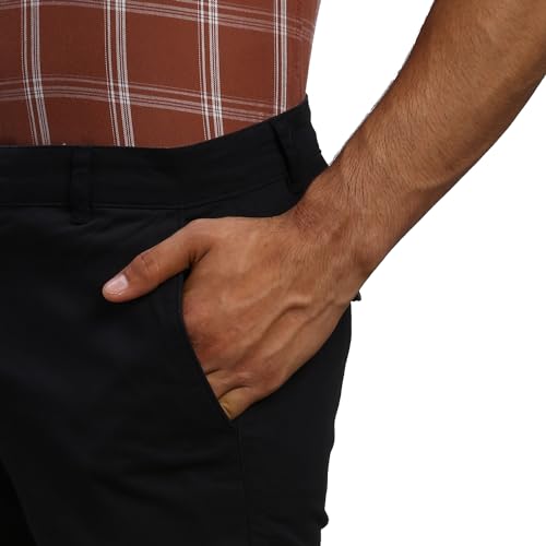 Image of Parx Men's Solid Pattern Lrt Fit Cotton Blend Flat Front Casual Trouser