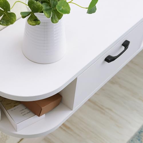 Support TV mural bois 150 cm avec console et étagère flottante - 3