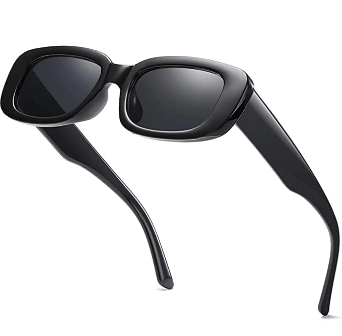 richors Square UV Protected Sunglasses For Men & Women Vintage Fashion Narrow Square Frame UV400 Protection Retro Stylish Rectangle Black Goggles-picture-12