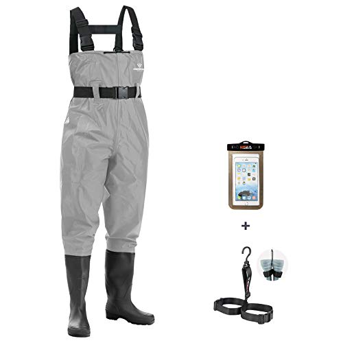 FISHINGSIR Fishing Chest Waders for Men with Boots Mens Womens Hunting Bootfoot Waterproof Nylon and PVC with Wading Belt