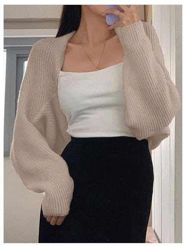 Image of SweatyRocks Women's Open Front Cropped Cardigan Long Sleeve Bolero Shrug Sweater