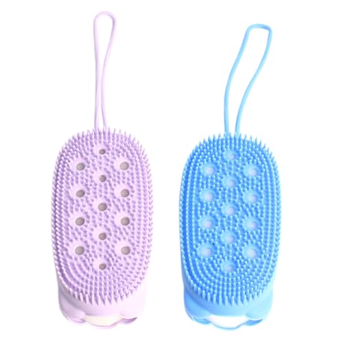 SKISUNO 2 piezas Paquete Toallas de Silicona para Frotar Piel Doble Cara Masaje Baño Esponja Exfoliante Accesorios para Adultos y Colores Aleatorios Color Aleatorio Color Aleatorio