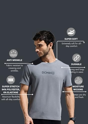 Image of Men Wrinkle Resistant Moisture Wicking T-Shirt with Stylish Chest Logo|Men Sports Tshirt|Moisture Wicking T-Shirt