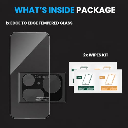 Image of ArmourPro Tempered Glass and Black Camera Lens Protector for Nothing Phone (4A) Pro, Edge to Edge Screen Guard, Anti-Bubble, Scratch Resistant, HD Clear, Anti-Fingerprint, Installation Kit | Black