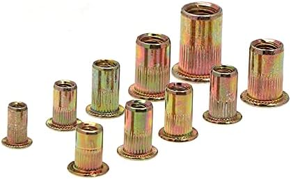 Generic HOT 300Pcs Zinc Steel Rivet Nut Kit Rivnut Nutsert Metric + SAE Flat Head Threaded Rivet Insert Nutsert Cap Rivet Nut - (Color: Photo Color)