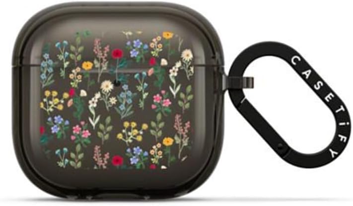 CASETiFY Impact Airpods (4th Gen) Case with Ring - Spring Botanicals - Black