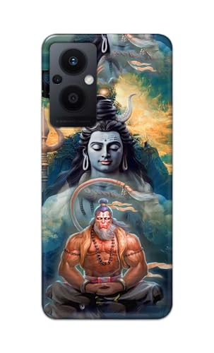 Image of PRINTFIDAA Printed Hard Back Cover Case for Oppo F21 Pro 5G | Oppo F21s Pro 5G | Oppo Reno 7Z 5G Back Cover (Lord Shiva and Hanuma) -112
